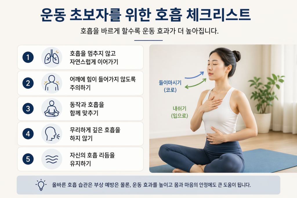 운동 초보자를 위한 호흡 체크리스트