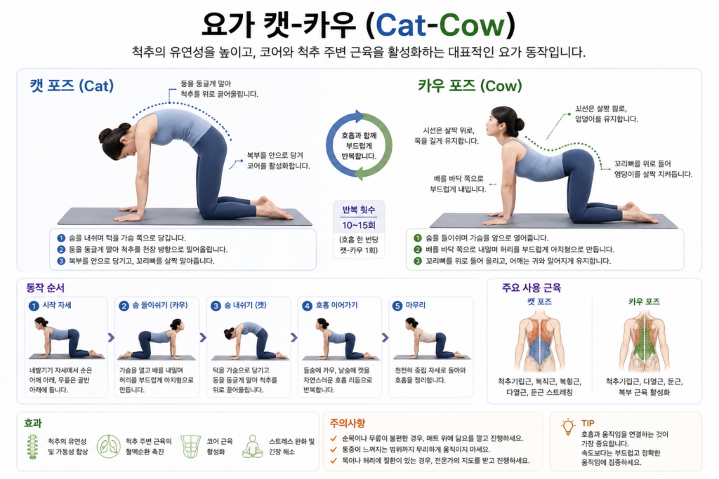 요가 캣-카우(Cat-Cow) 설명