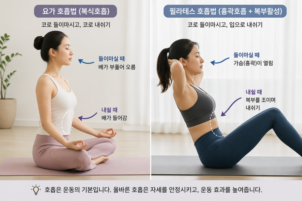 요가 호흡법과 필라테스 호흡법의 차이점
