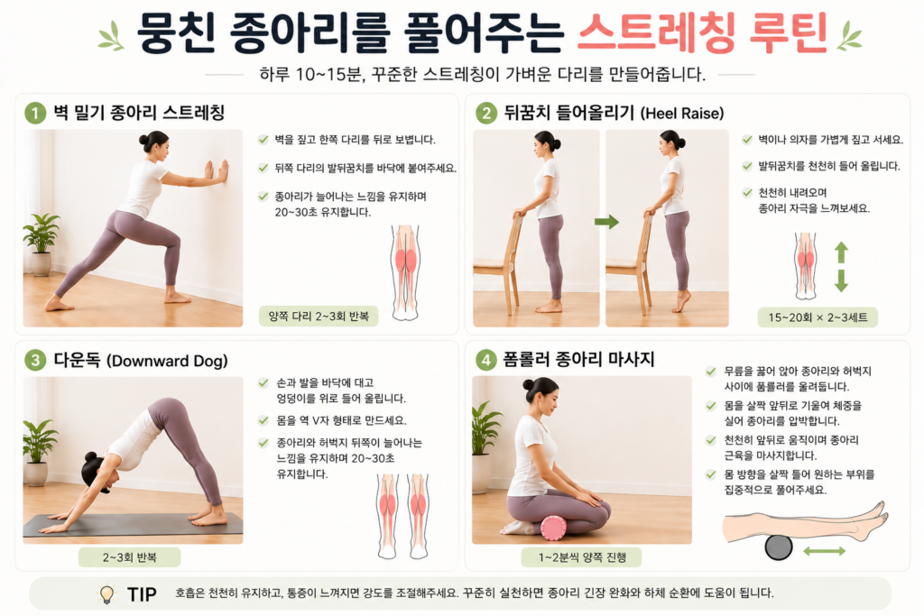 뭉친 종아리를 풀어주는 스트레칭 루틴