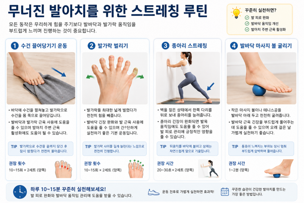 무너진 발아치를 위한 스트레칭 루틴