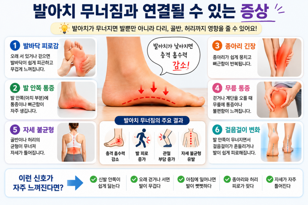 발아치 무너짐과 연결될 수 있는 증상