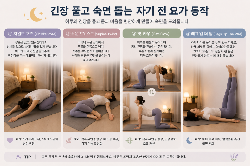 숙면 돕는 자기 전 요가 동작