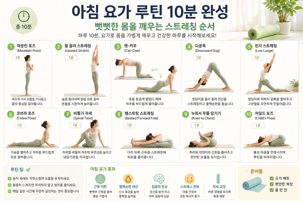 아침 요가 루틴 10분 완성
