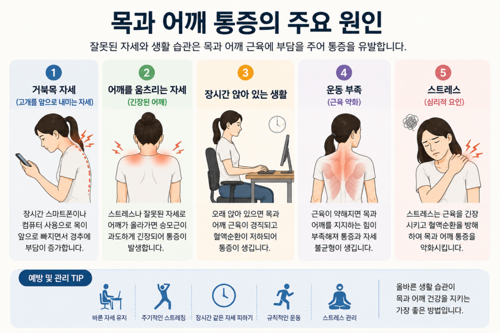 목과 어깨 통증의 주요 원인