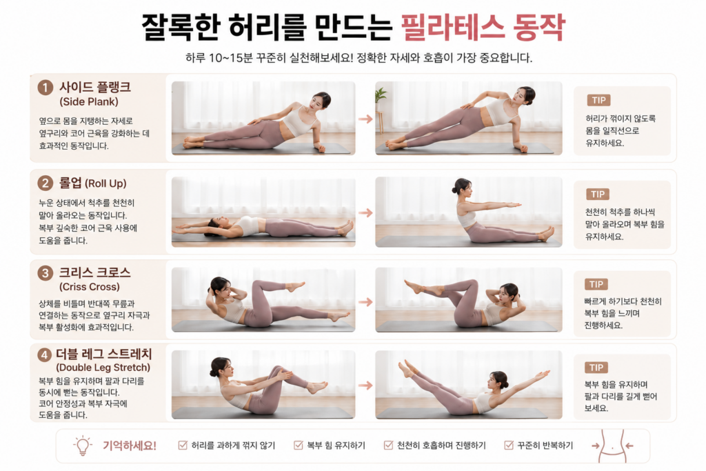 잘록한 허리를 만드는 필라테스 동작